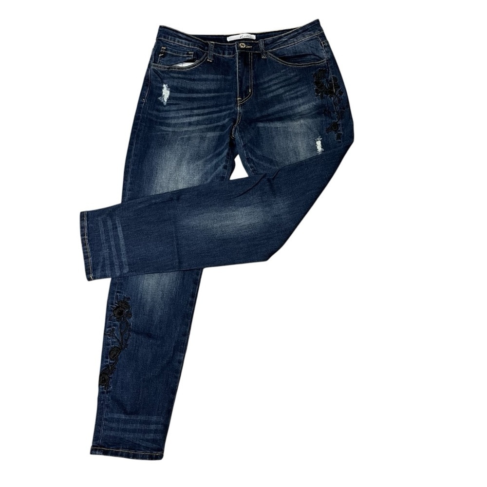 Kancan Midrise Embroidered Skinny Jeans Size 13/30